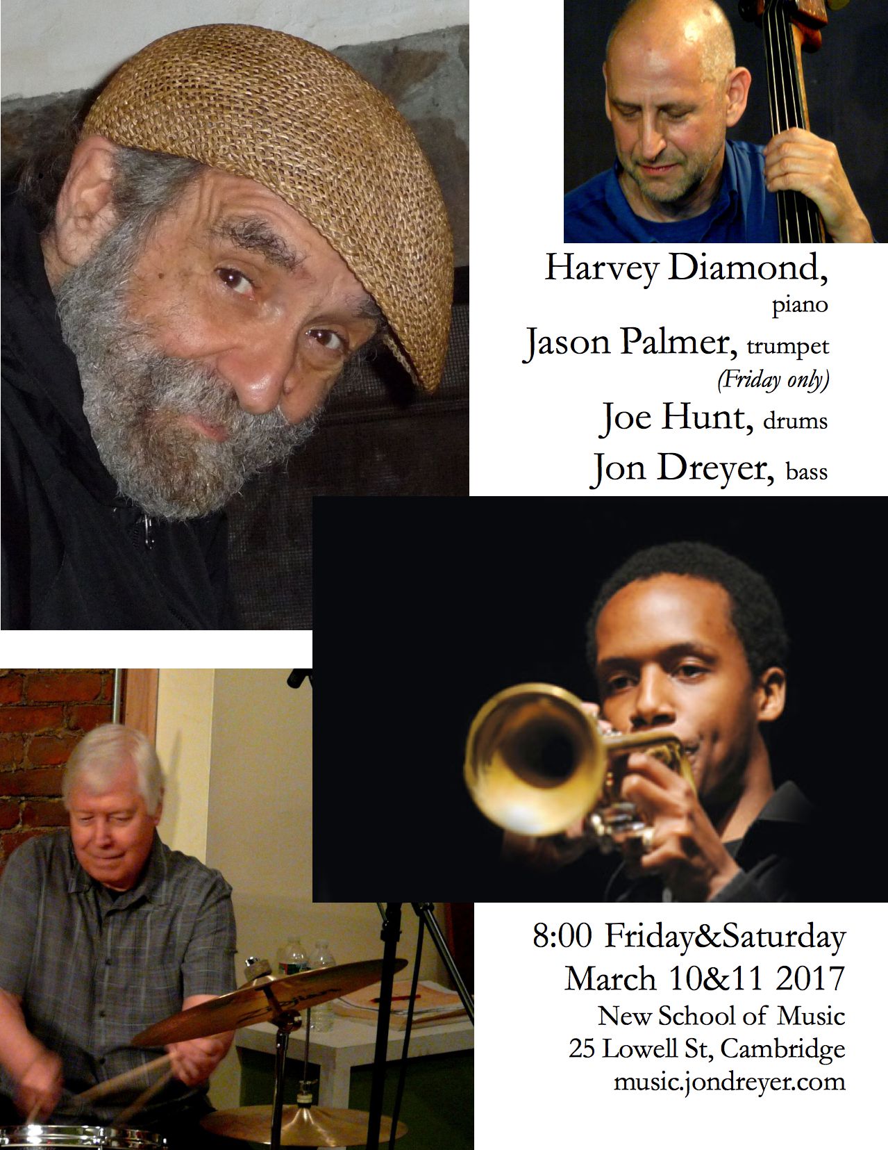 Harvey Diamond Trio/Quartet poster, 2017-03-10 and 11